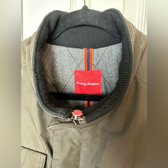 TOMMY BAHAMA Urban Paradise Field Jacket Coat Green Brown Pockets Waterproof - Picture 4 of 16